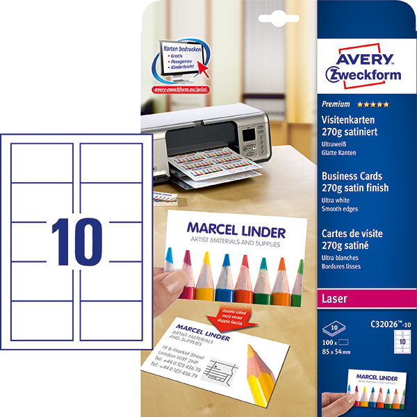 Overlegenhed Barnlig Køb Quick&Clean™ visitkort | 270g | Design og print selv | Avery